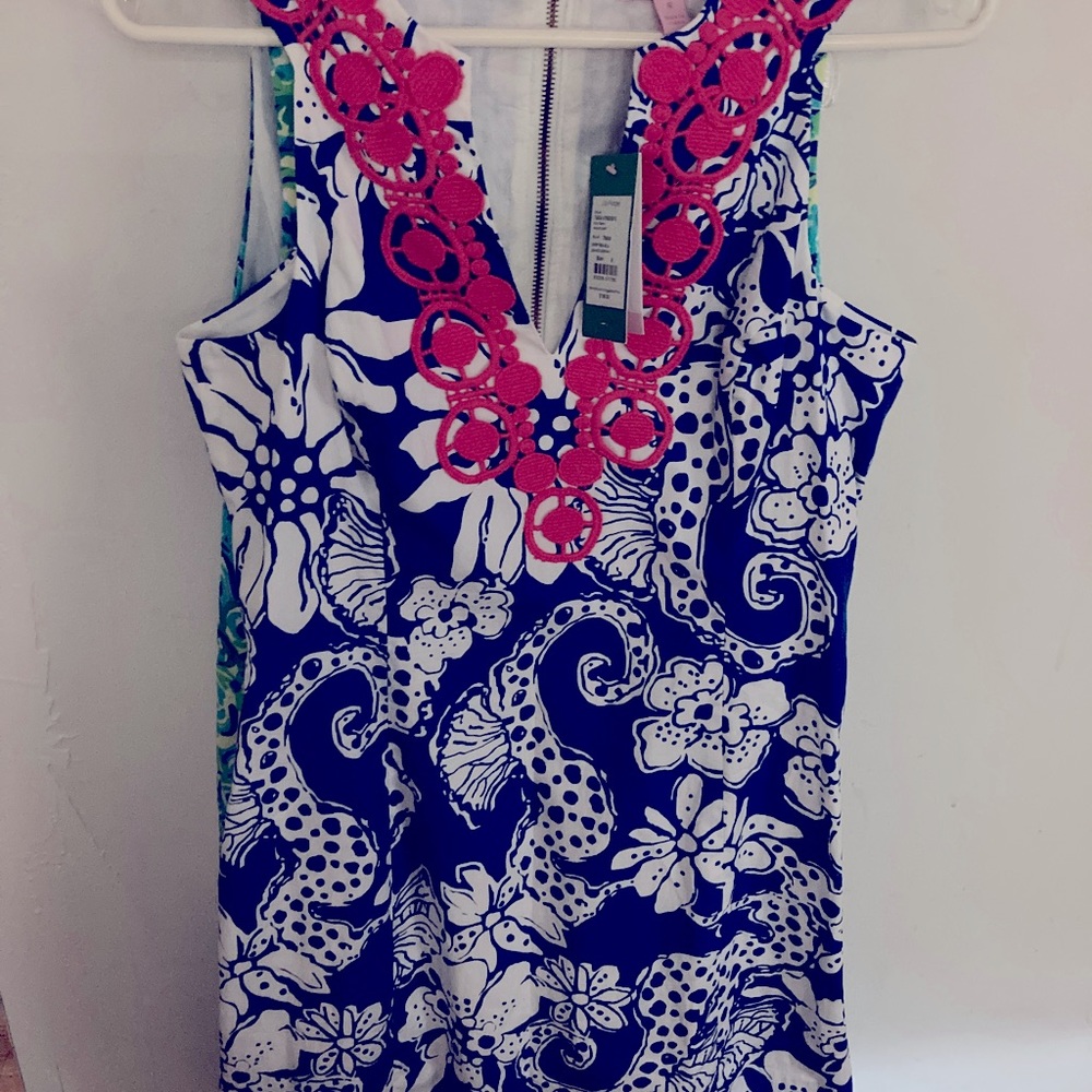 Lilly Pulitzer Augusta shift Deep Sea Blu 100% cotton NWT